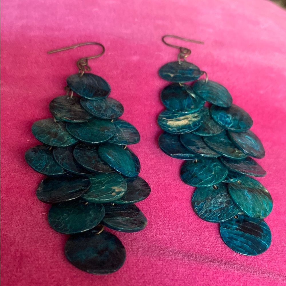 Blue Chandelier Earrings with Cascading Design